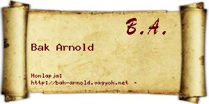 Bak Arnold névjegykártya